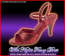 Ladies Red Glitter Dorothy Shoes Fancy Dress