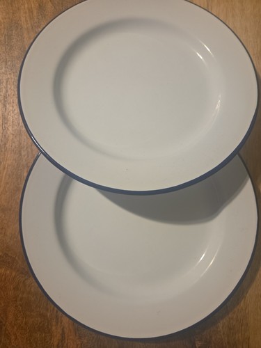 Two white enamelware side - white,