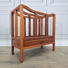Antique Style Mahogany Canterbury Magazine Paper Rack - Drawer - Solid Wood