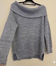 Women's New look size 12 Grey blue off shoulder jumper sweater