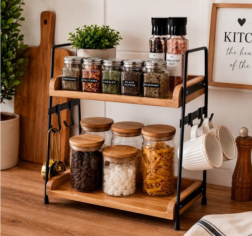 Tier wooden spice rack herb - rack,