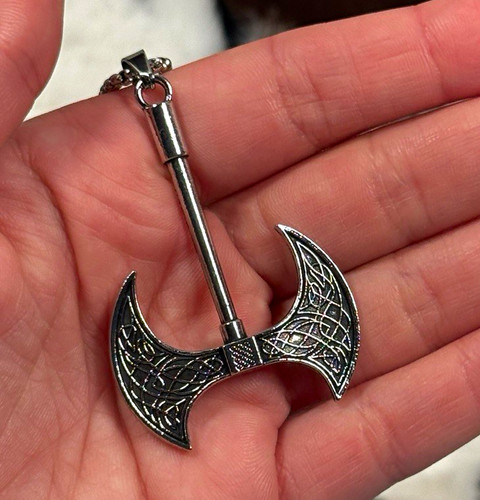 Silver tone viking double - silver,