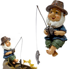 1Pcs Garden Gnomes Statue Resin Figurine Dwarf Sculpture Decor, Fishing Gnome St