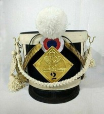 French Napoleonic Black with White Shako Helmet and White POM-2