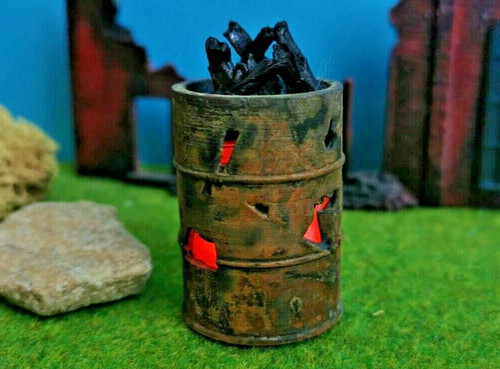 Burning barrel drum with - burning,