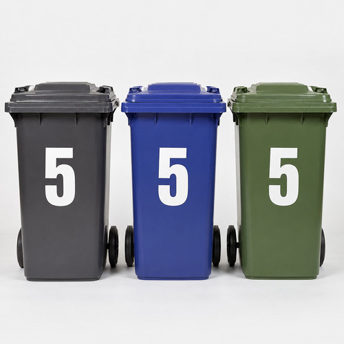 Wheelie bin number stickers - 3x,