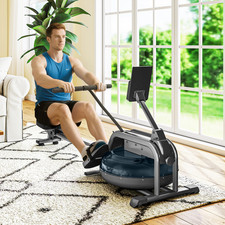 Water Rowing Machine with Adjustable Resistance, Vertical Storage