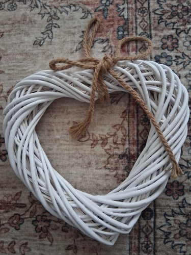 Wicker white heart - wicker, .