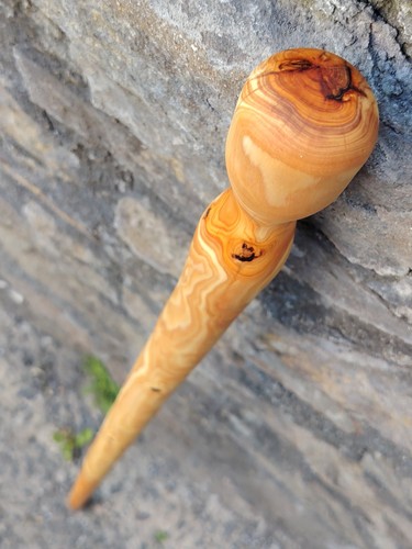 English yew pommel cane - pommel, 102cms