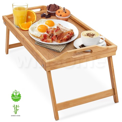 Bamboo wooden bed - wooden, tray