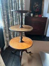 Antique George III Mahogany Three Tier Revolving Pedestal Dumb Waiter Table