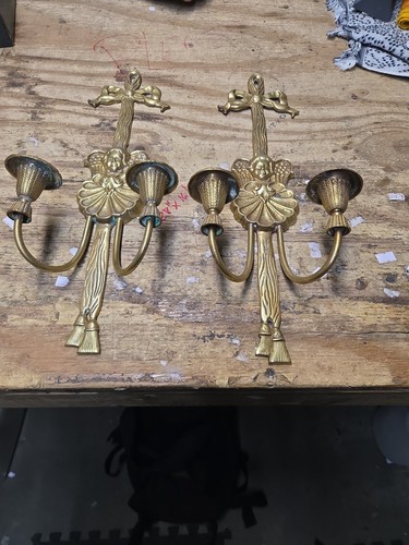 Vintage brass angel cherub - angel,