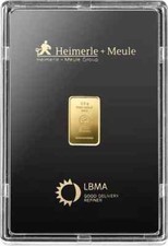 Gold Bar 2.5 Grams 999.9 Gold Heimerle + Meule Original Blistered