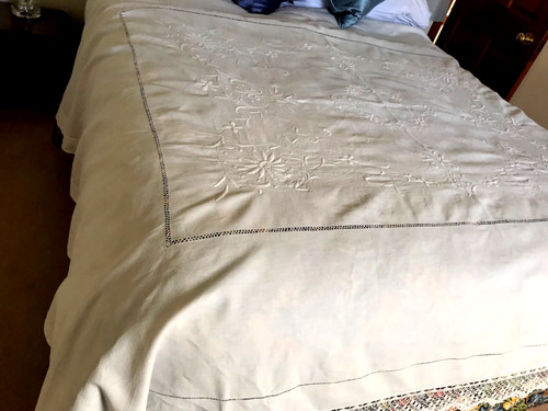Antique hand embroidered white - hand,