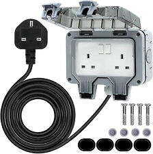 Outdoor Double Plug Socket 1m