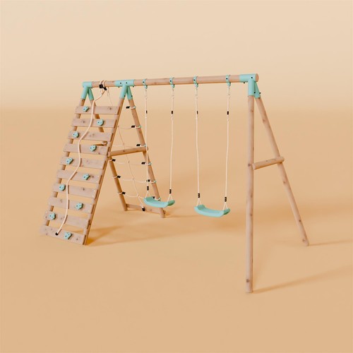 Double wooden swing set - double, with