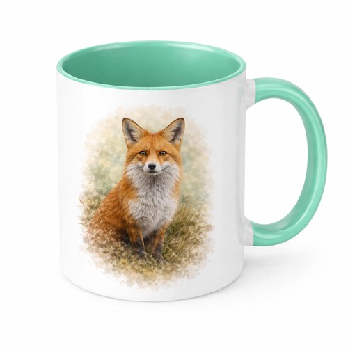 Watercolour fox mug - mug, crew