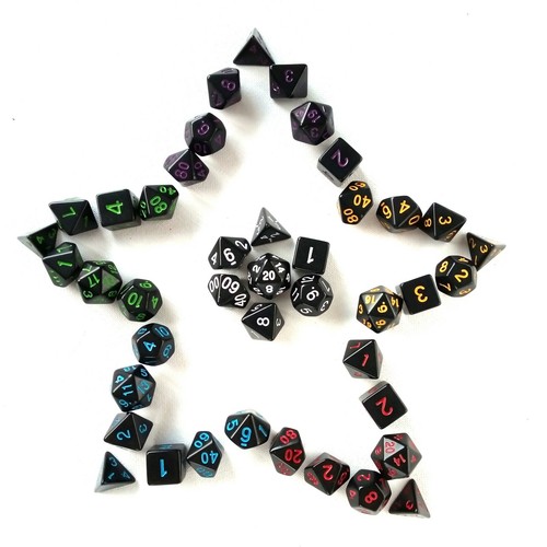 Black dice set polyhedral - 7,