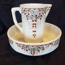 Vtg Art Deco Wash Bowl Pitcher