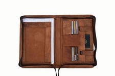 Portfolio Padfolio A4 Document Folder Genuine Leather Office File Case Bag