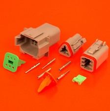 Genuine Deutsch DT Series Grey Connector Kits 2 3 4 6 8 12 Pin C/W Pins & Wedge
