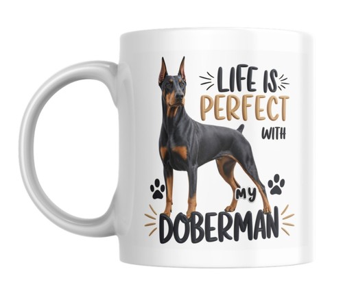Doberman dog mug office - office, work