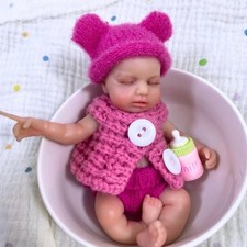 Mini 6 Inch 15CM Full Solid Silicone Reborn Baby Doll LouLou Girl Washable Body