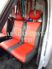 TO FIT A RENAULT MASTER HORSEBOX VAN, SEAT COVERS, 2004, RED /BLACK LEATHERETTE