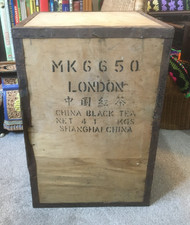 VINTAGE SHANGHAI,CHINA WOOD AND METAL TEA CHEST 60X40X40cm FAIR COND.