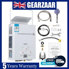 Tankless Portable Gas Water Heater LPG Propane 6L Boiler Camping w/ Tankless