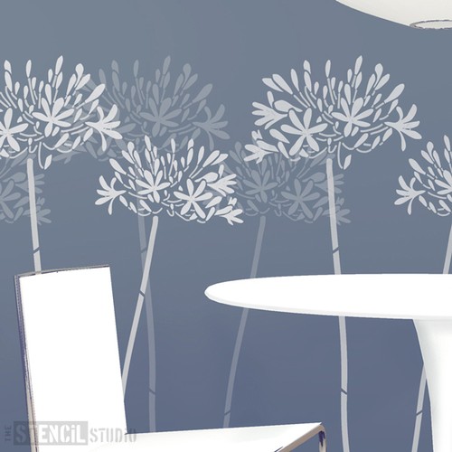 Agapanthus flower wall stencil - agapanthus,