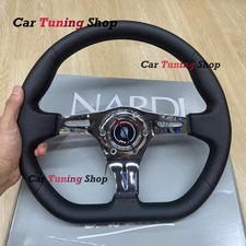 NARDI 350mm perforated Leather D shape Sport  Steering Wheel with Horn Button