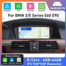 For BMW E60 E61 E90 Car Stereo Apple CarPlay Android 14 GPS 4+64GB Bluetooth SWC