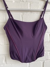 Marks & Spencer boned Corset Top Dark Aubergine camisole Crop Bustier top 10/12