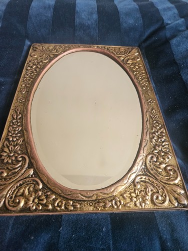 Vintage oval brass - brass, mirror