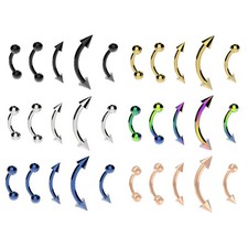 Banana Bar Curved Barbell | Eyebrow Navel Bridge Prince Albert Various Colours