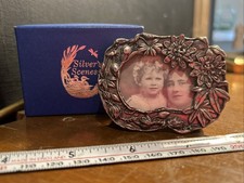 Vintage  Silver Scenes Photo Frame flowers Poem D8