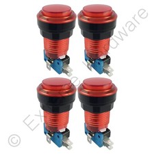 4 x Red 5V LED T10 28mm Round Illuminated Arcade Push Buttons & Microswitches