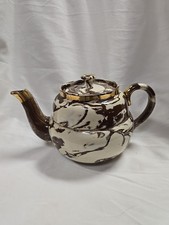 Sudlow's Burslem Teapot Brown Swirls Gold Trim - Made In England