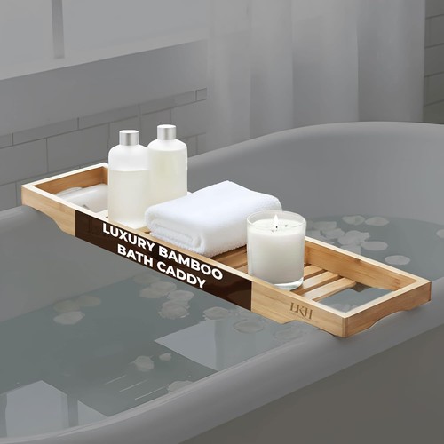 Wooden bath caddy tray - wooden,