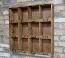 Pigeon Hole Cabinet Wall Storage Shelf Vintage Industrial Apothecary Rustic Unit