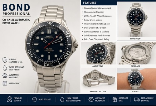 Automatic bond blue divers - blue,