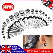 36x Surgical Steel Ear Taper Kit Stretching Tapers Stretchers Piercing Plugs UK