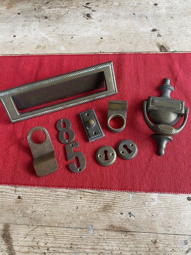 Brass front door furniture - front,