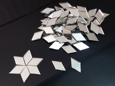 100 pieces, Silver Glass Mirror, Diamond Shape, 1 x 2 cm, 2 mm thick, Art&Craft 