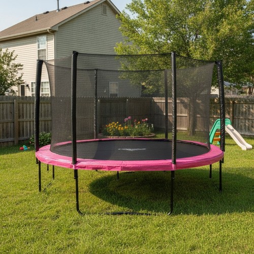 8ft pink trampoline safety - pink,