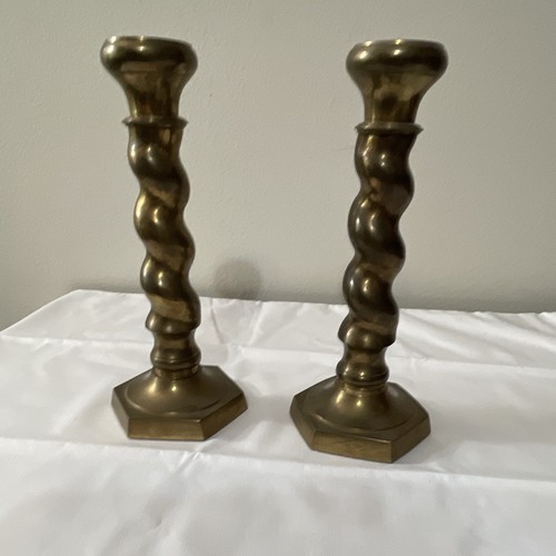 Brass barley twist candlestick - brass,