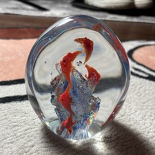 Art Glass Paperweight Red Fish