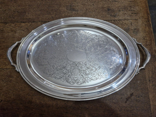 Large silver plated oval - oval, 2