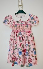 Girls Pink Floral Smocked